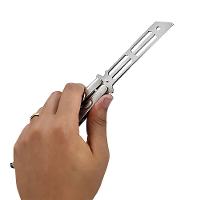 Canivete Butterfly Bsl-2 Sem Corte Inox Prateado Para Tricks - 3