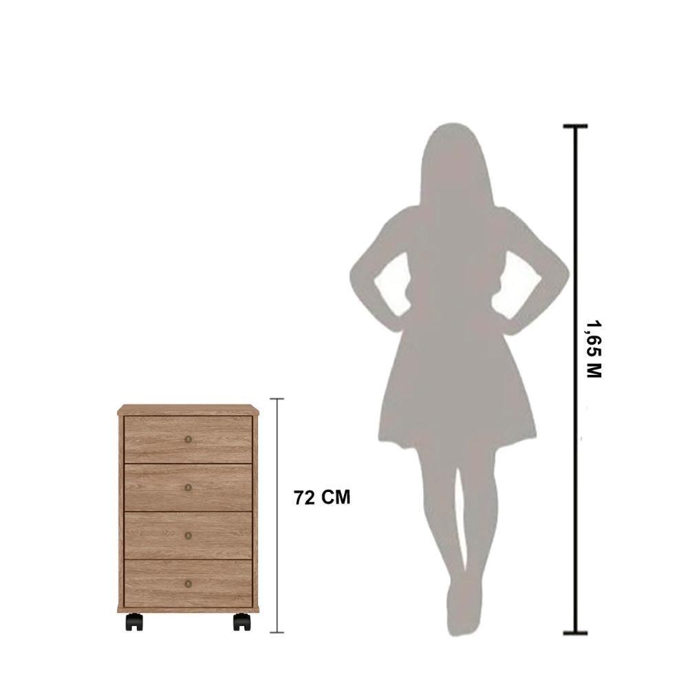 Gaveteiro 4 Gavetas Com Rodizios Office Estônia - Amendola-grafito - 3