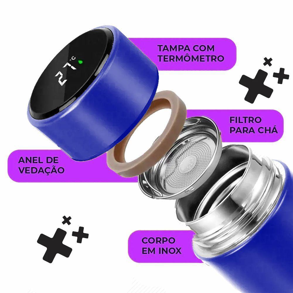Garrafa Térmica Inox 500ml Quente Frio Tampa Azul Nº1 - 3