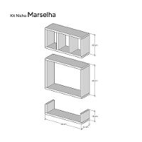 Conjunto Kit 3 Nichos Prateleiras Decorativas Branca Para Banheiro