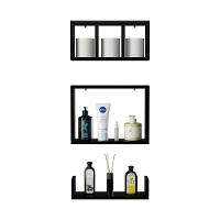 Conjunto Kit 3 Nichos Prateleiras Decorativas Preta Para Banheiro - 1