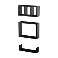 Conjunto Kit 3 Nichos Prateleiras Decorativas Preta Para Banheiro