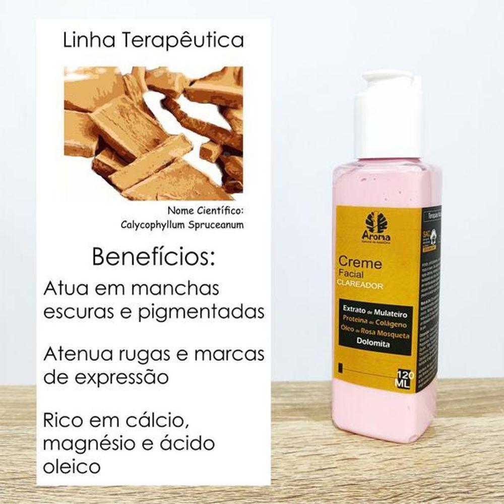 Creme Facial De Mulateiro - C- Proteína De Colágeno - Dolomita - Clareia Manchas E Rugas - 120ml - 3