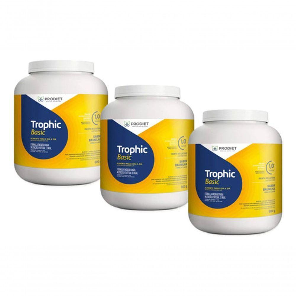 3 Potes De Trophic Basic 800g Dieta Enteral Prodiet Sabor:baunilha - 1