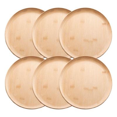 Jogo 6 Prato Raso De Bambu Natural Ecológico Pratinho Madeira Lyor 27cm