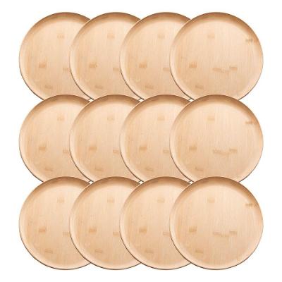 Jogo 12 Prato Raso De Bambu Natural Ecológico Pratinho Madeira Lyor 27cm