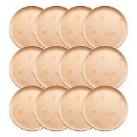 Jogo 12 Prato Raso De Bambu Natural Ecológico Pratinho Madeira Lyor 27cm - 1