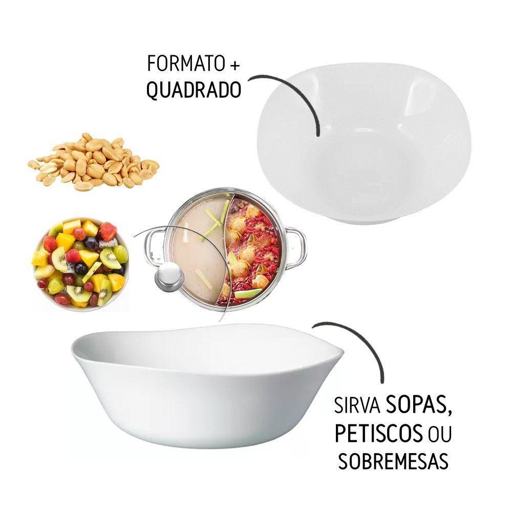 Jogo 8 Bowl De Vidro Opalino Branco Quadrado Tigela Molho Sobremesa 12cm Em Casa Tem - 3