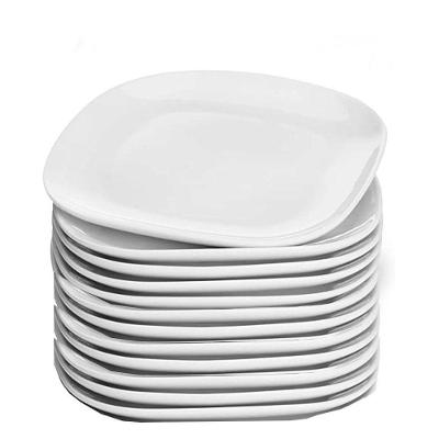 Jogo 12 Prato De Sobremesa Branco Quadrado Square 20cm Vidro Opalino Em Casa Tem