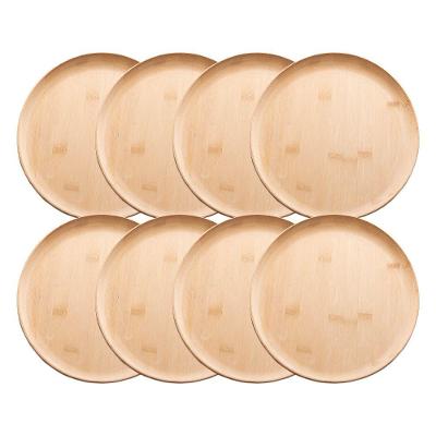 Jogo 8 Prato Raso De Bambu Natural Ecológico Pratinho Madeira Lyor 27cm