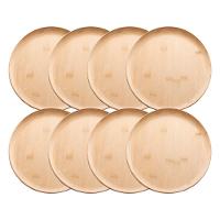 Jogo 8 Prato Raso De Bambu Natural Ecológico Pratinho Madeira Lyor 27cm - 1
