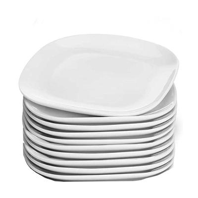 Jogo 10 Prato De Sobremesa Branco Quadrado Square 20cm Vidro Opalino Em Casa Tem