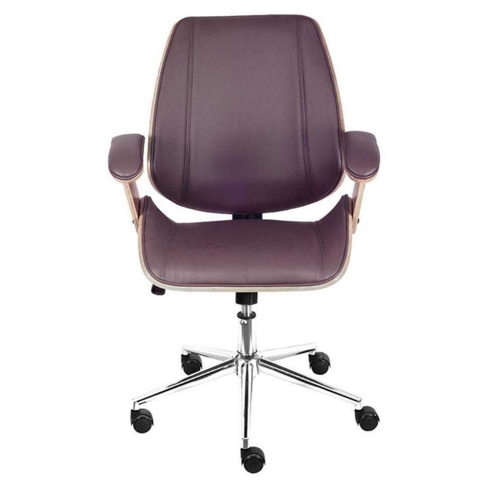 Cadeira Giratória Baixa Bergen Lisboa Or Design Estrutura Madeira Revestida Em Pu Café Base Rodízio - 2