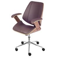 Cadeira Giratória Baixa Bergen Lisboa Or Design Estrutura Madeira Revestida Em Pu Café Base Rodízio - 1