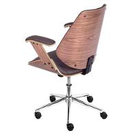 Cadeira Giratória Baixa Bergen Lisboa Or Design Estrutura Madeira Revestida Em Pu Café Base Rodízio - 3