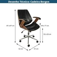 Cadeira Giratória Baixa Bergen Lisboa Or Design Estrutura Madeira Revestida Em Pu Café Base Rodízio - 4