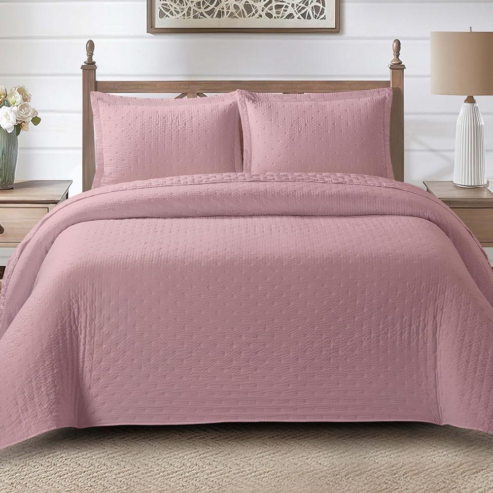 Cobre Leito Queen Analu Micropercal 300 Fios Dupla Face Texturizado 3 Peças - Malva - 2