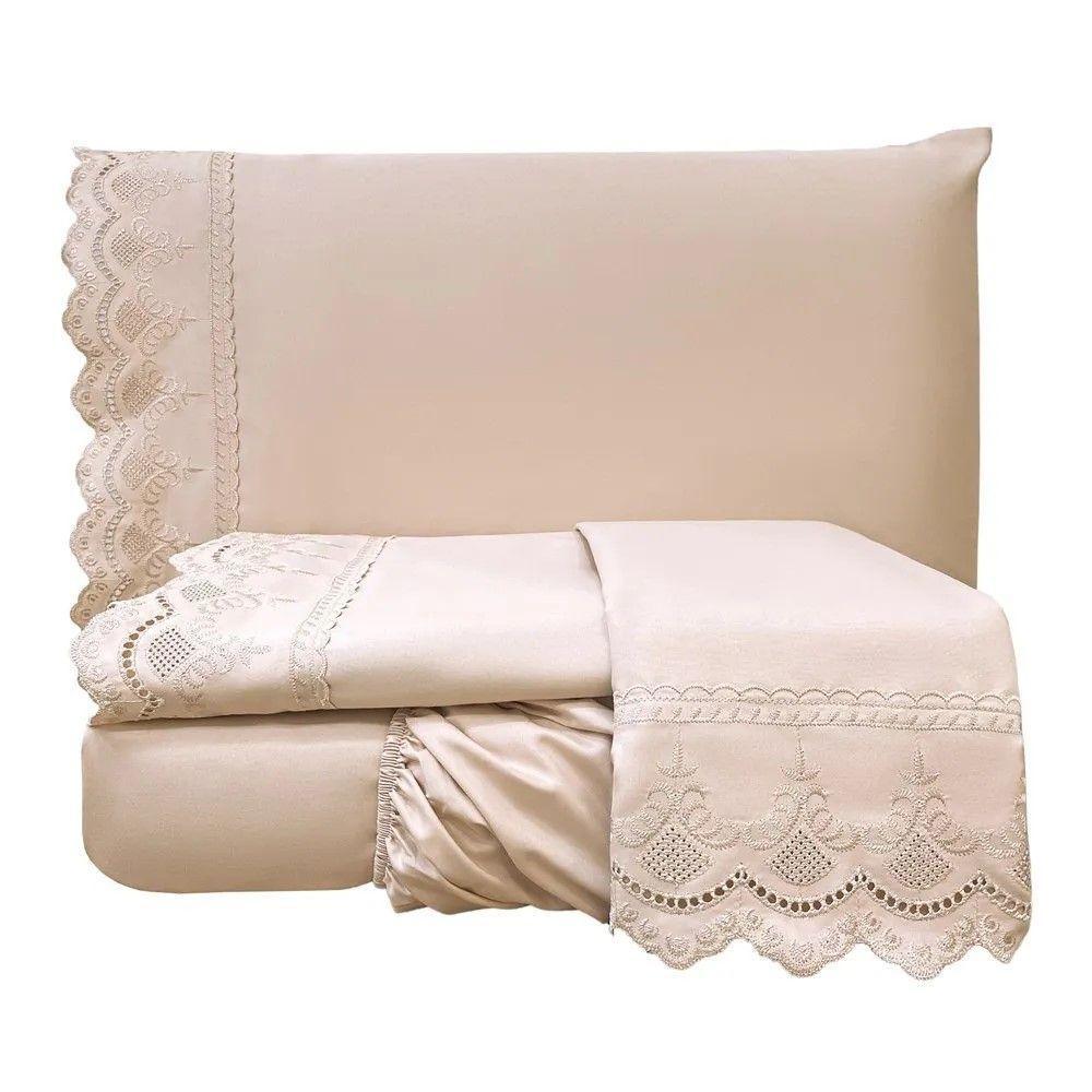 Jogo De Lençol Queen Lauren 300 Fios Micropercal Toque De Algodão 4 Peças - Rose - 1