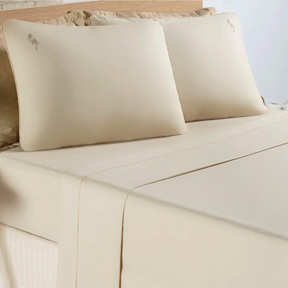 Jogo De Lençol Casal Padrão Liana 100% Algodão 4 Peças - Caqui - 1