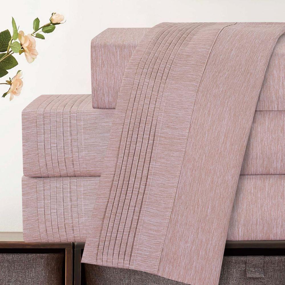 Jogo De Lençol King Mesclado Micropercal 300 Fios Toque De Algodão 4 Peças - Malva - 4