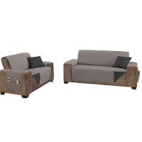 Protetor De Sofá Dupla Face Padrão 2 E 3 Lugares Microfibra - Preto/cinza - 1