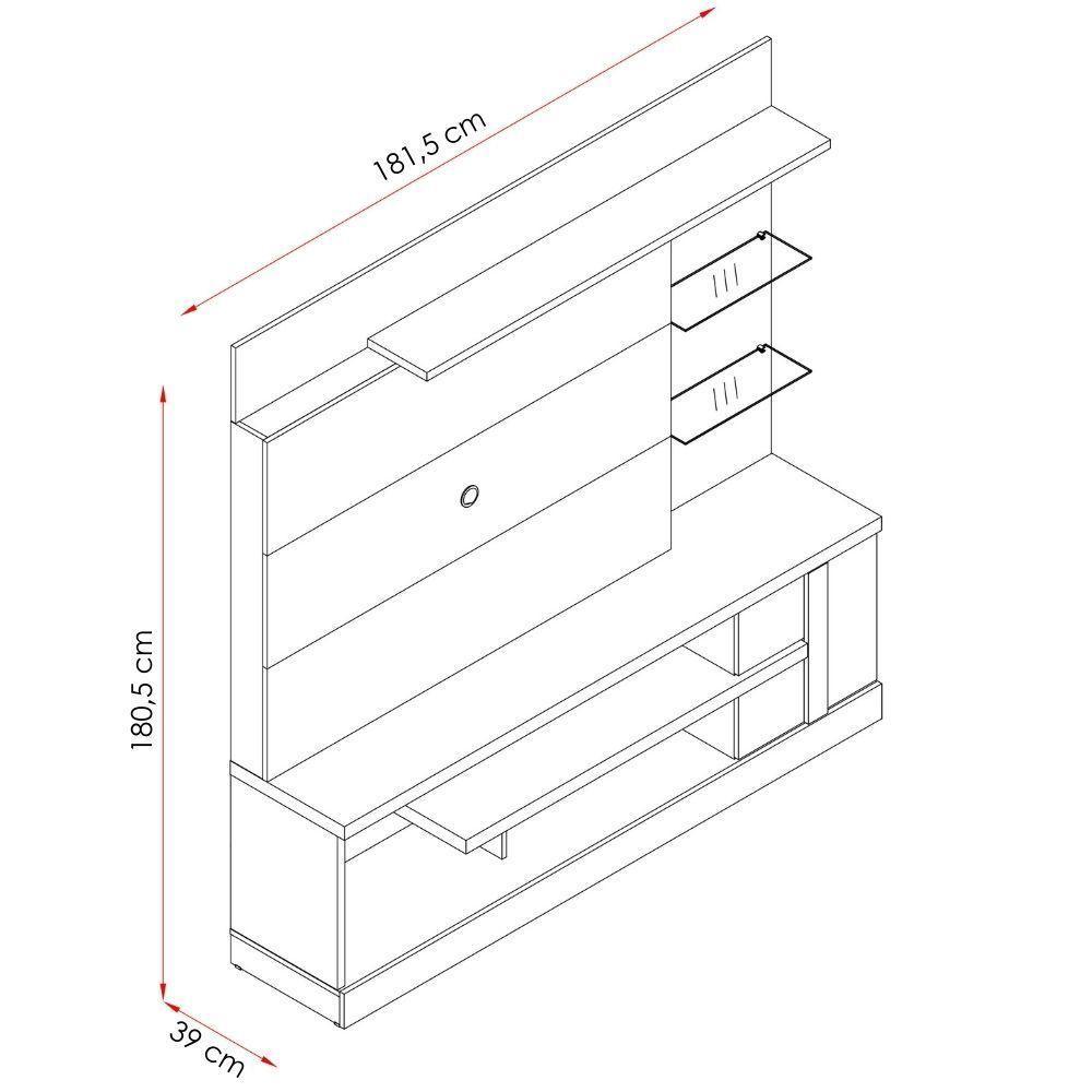 Estante Home Para Tv 55 Polegadas Alan Naturale Off White Madetec - 2