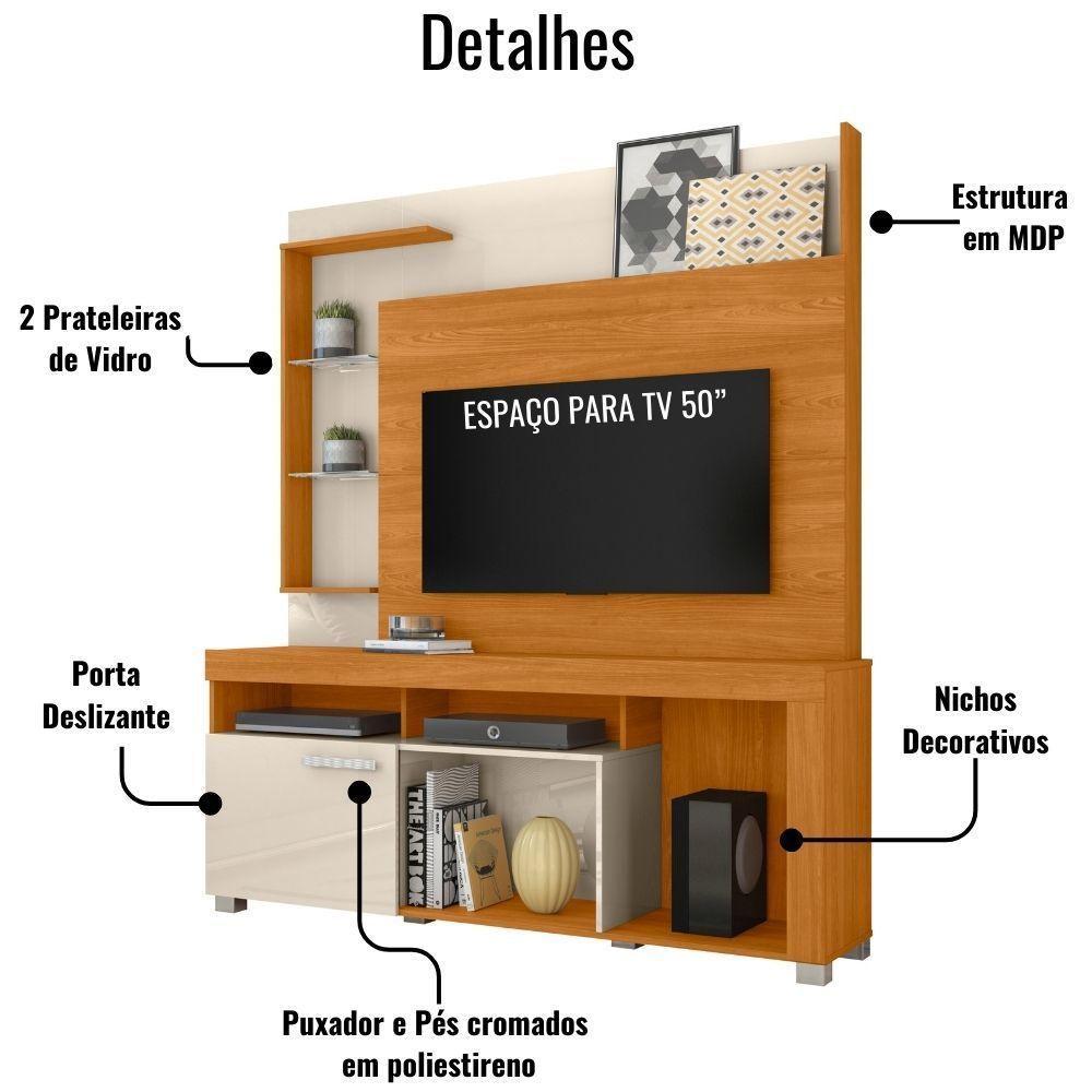 Estante Home Para Tv 50 Polegadas ícaro Cinamomo Off White Madetec - 6