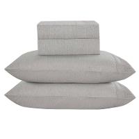 Jogo De Lençol Queen Mesclado Micropercal 300 Fios Toque De Algodão 4 Peças - Cinza - 1