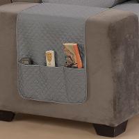 Protetor De Sofá Impermeável Dupla Face 3 Lugares King Microfibra - Cinza/preto - 3