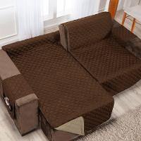 Protetor De Sofá Retrátil Dupla Face Microfibra 1,80m - Tabaco/cáqui - 2