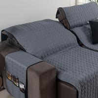 Protetor De Sofá Retrátil Shield Dupla Face 1,80m - Cinza/preto - Hipercal 400 Fios - 100% Poliéster