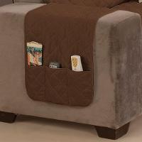 Protetor De Sofá Manu Dupla Face Padrão 4 Lugares Microfibra - Tabaco/cáqui - 3