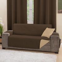 Protetor De Sofá Impermeável Dupla Face 3 Lugares King Microfibra - Tabaco/cáqui - 2