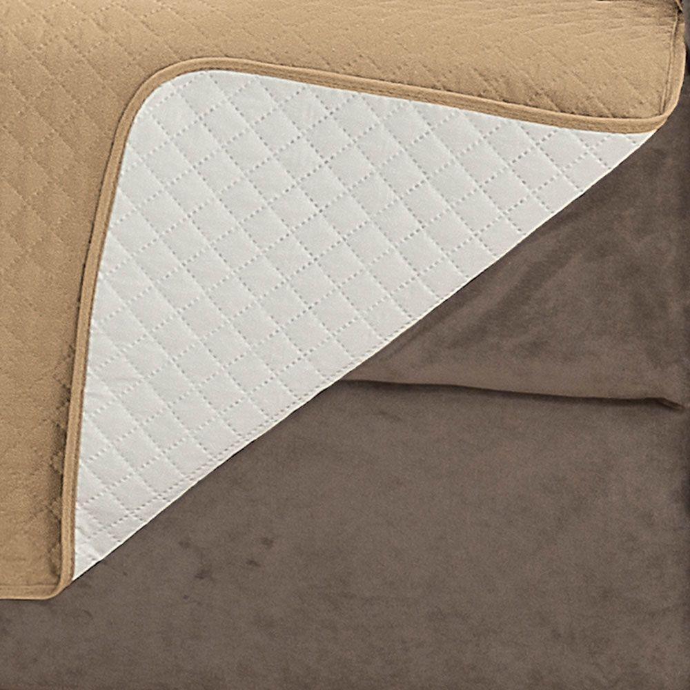 Protetor De Sofá Impermeável Dupla Face 2 E 3 Lugares King Microfibra - Cáqui/palha - 5