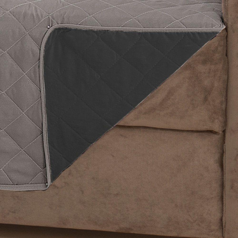 Protetor De Sofá Manu Dupla Face 4 Lugares King Microfibra - Cinza/preto - 4