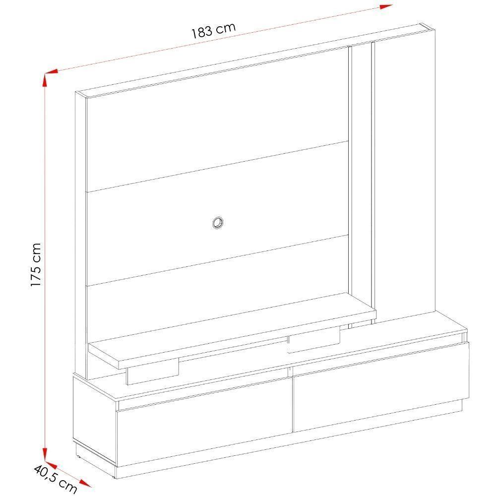 Estante Home Para Tv 75 Polegadas New Apolo Cinamomo Off White Madetec - 2