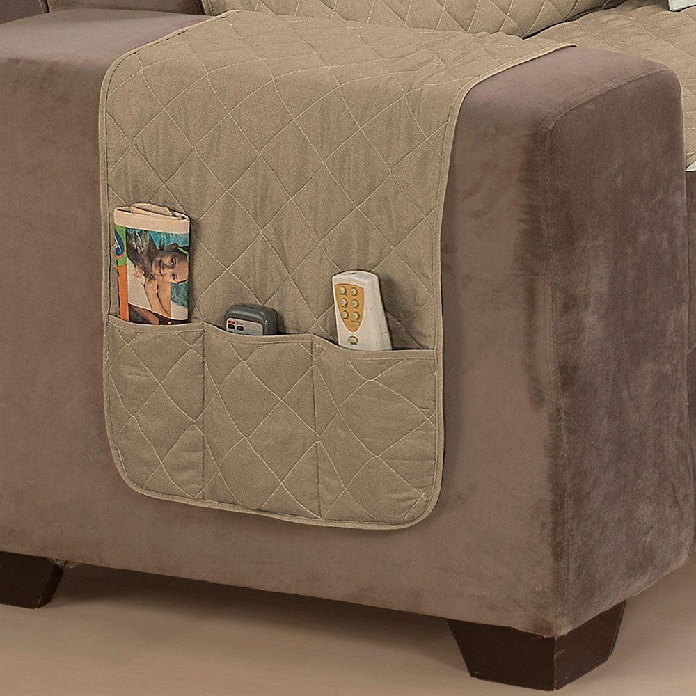 Protetor De Sofá Manu Dupla Face Padrão 2 Lugares Microfibra - Cáqui/palha - 3