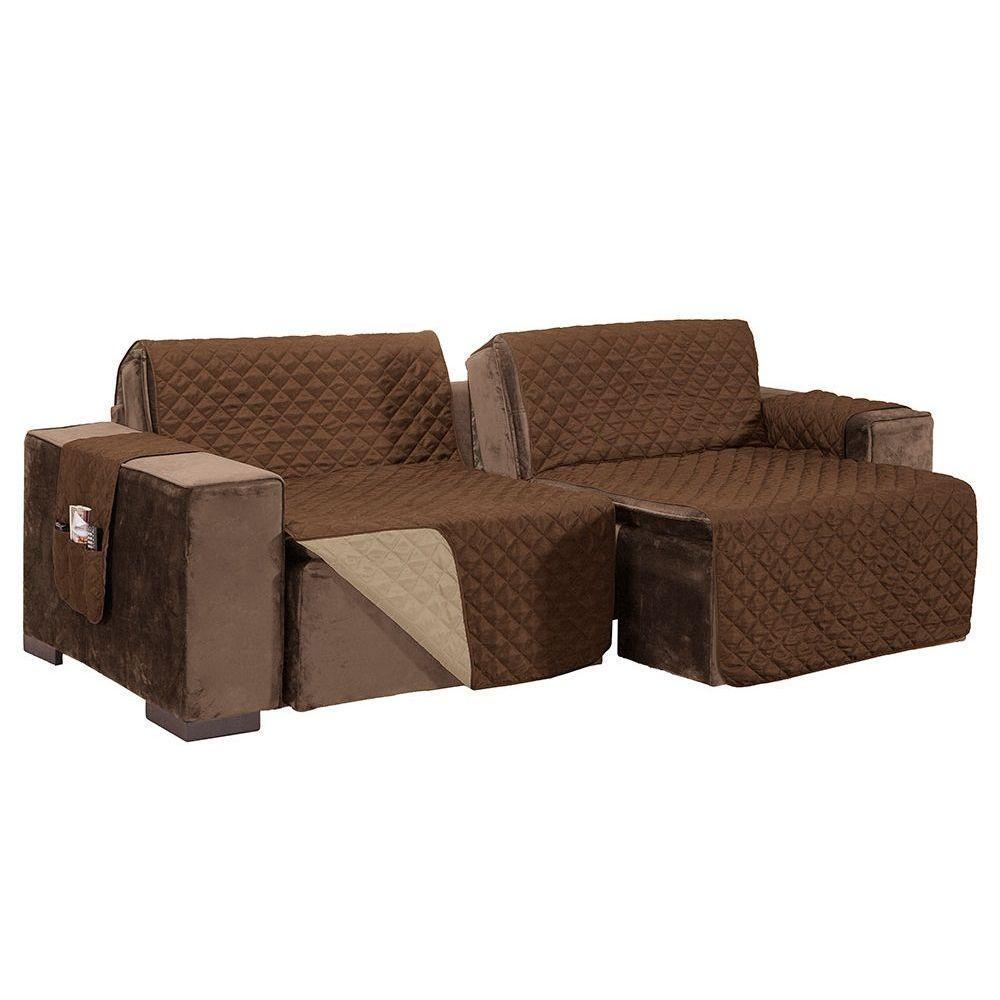 Protetor De Sofá Retrátil Dupla Face Microfibra 2,40m - Tabaco/cáqui - 1