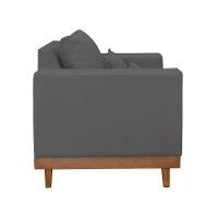 Kit 2 Poltronas Living + Sofá 2 Lugares Com Base Madeira Suede Cinza - 8