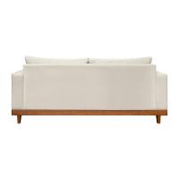 Kit 2 Poltronas Living + Sofá 3 Lugares Com Base Madeira Suede Bege - 5