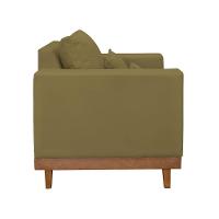 Kit 2 Poltronas Living + Sofá 3 Lugares Com Base Madeira Suede Capuccino - 8