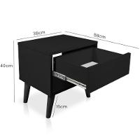 Mesa De Cabeceira 1 Gaveta 38 Cm Mdf Preto Pés Palito Mp - 2