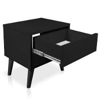 Mesa De Cabeceira 1 Gaveta 38 Cm Mdf Preto Pés Palito Mp