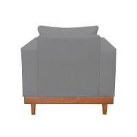 Kit Poltrona Living + Sofá 2 Lugares Com Base Madeira Linho Grafite - 9