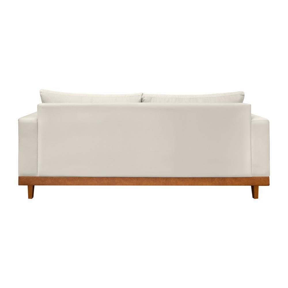 Kit Poltrona Living + Sofá 2 Lugares Com Base Madeira Suede Bege - 2