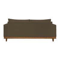 Kit Poltrona Living + Sofá 2 Lugares Com Base Madeira Suede Marrom - 5