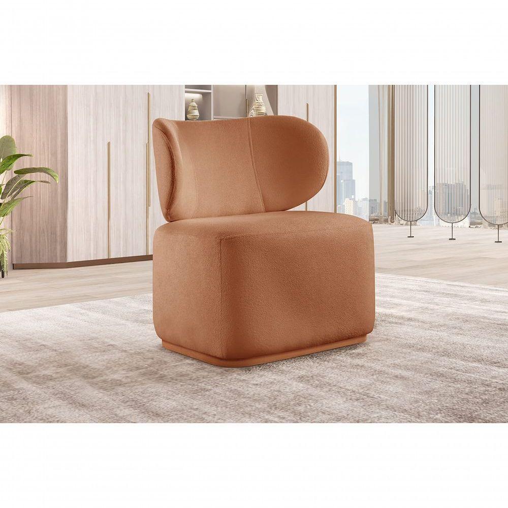 Poltrona Para Sala De Estar Moderna Sun Bouclé Laranja 402 - 1