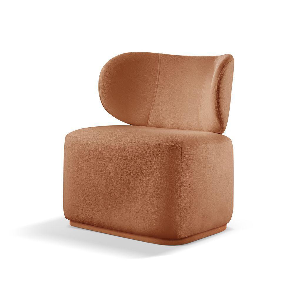 Poltrona Para Sala De Estar Moderna Sun Bouclé Laranja 402 - 2