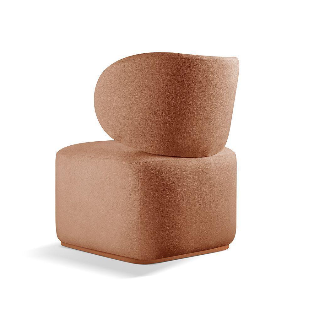 Poltrona Para Sala De Estar Moderna Sun Bouclé Laranja 402 - 3