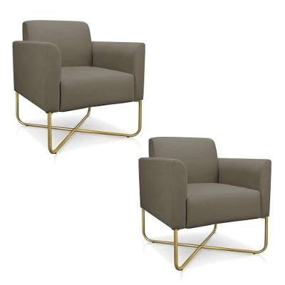 Kit 2 Poltronas Decorativas Maressa S12 Suede Marrom Ibiza
